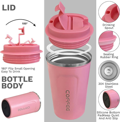 Insulated Travel Coffee Mug, Stainless Steel Coffee Cup with Leakproof Lid | Double-wall insulation keeps drinks hot or cold for hours, with a leakproof lid and portable stainless steel design