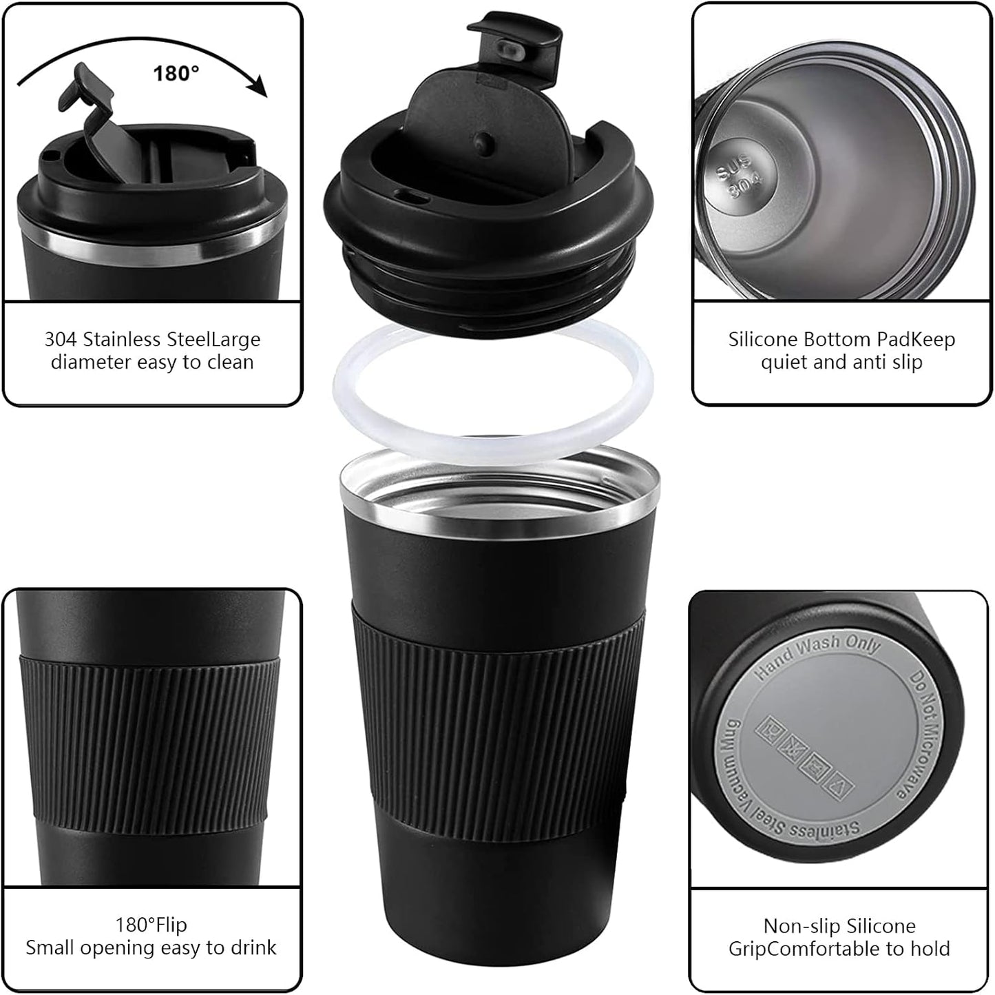 Insulated Travel Coffee Mug, Stainless Steel Coffee Cup with Leakproof Lid | Double-wall insulation keeps drinks hot or cold for hours, with a leakproof lid and portable stainless steel design