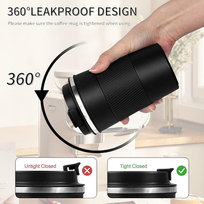 Insulated Travel Coffee Mug, Stainless Steel Coffee Cup with Leakproof Lid | Double-wall insulation keeps drinks hot or cold for hours, with a leakproof lid and portable stainless steel design
