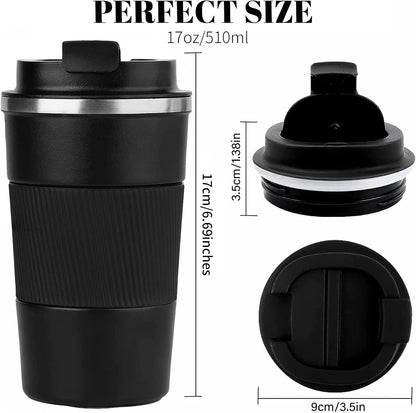 Insulated Travel Coffee Mug, Stainless Steel Coffee Cup with Leakproof Lid | Double-wall insulation keeps drinks hot or cold for hours, with a leakproof lid and portable stainless steel design