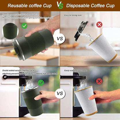 Insulated Travel Coffee Mug, Stainless Steel Coffee Cup with Leakproof Lid | Double-wall insulation keeps drinks hot or cold for hours, with a leakproof lid and portable stainless steel design