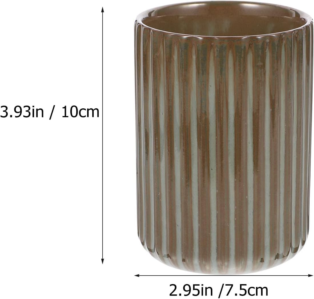 Vintage Milk Cup Retro Striped Water Mug Ceramic Tumbler No Handle Beverage Cup for Tea Coffee Milk Office Use 3.81 X 2.83 X 2.83 in