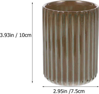 Vintage Milk Cup Retro Striped Water Mug Ceramic Tumbler No Handle Beverage Cup for Tea Coffee Milk Office Use 3.81 X 2.83 X 2.83 in