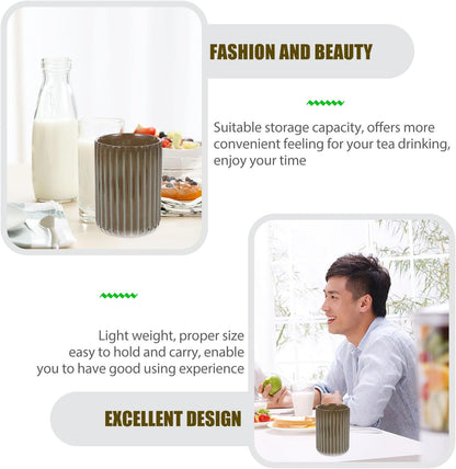 Vintage Milk Cup Retro Striped Water Mug Ceramic Tumbler No Handle Beverage Cup for Tea Coffee Milk Office Use 3.81 X 2.83 X 2.83 in