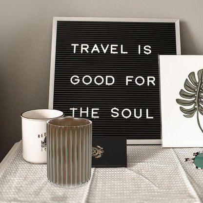 Vintage Milk Cup Retro Striped Water Mug Ceramic Tumbler No Handle Beverage Cup for Tea Coffee Milk Office Use 3.81 X 2.83 X 2.83 in
