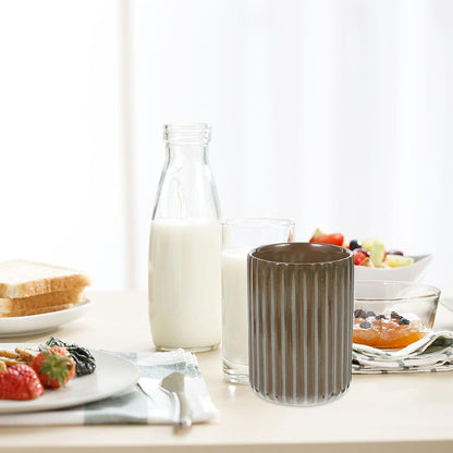 Vintage Milk Cup Retro Striped Water Mug Ceramic Tumbler No Handle Beverage Cup for Tea Coffee Milk Office Use 3.81 X 2.83 X 2.83 in