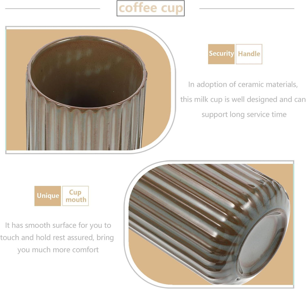 Vintage Milk Cup Retro Striped Water Mug Ceramic Tumbler No Handle Beverage Cup for Tea Coffee Milk Office Use 3.81 X 2.83 X 2.83 in