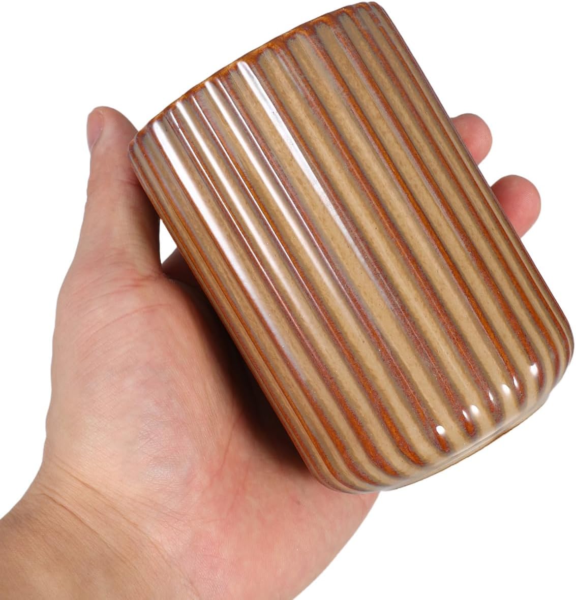 Vintage Milk Cup Retro Striped Water Mug Ceramic Tumbler No Handle Beverage Cup for Tea Coffee Milk Office Use 3.81 X 2.83 X 2.83 in