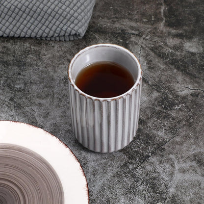Vintage Milk Cup Retro Striped Water Mug Ceramic Tumbler No Handle Beverage Cup for Tea Coffee Milk Office Use 3.81 X 2.83 X 2.83 in