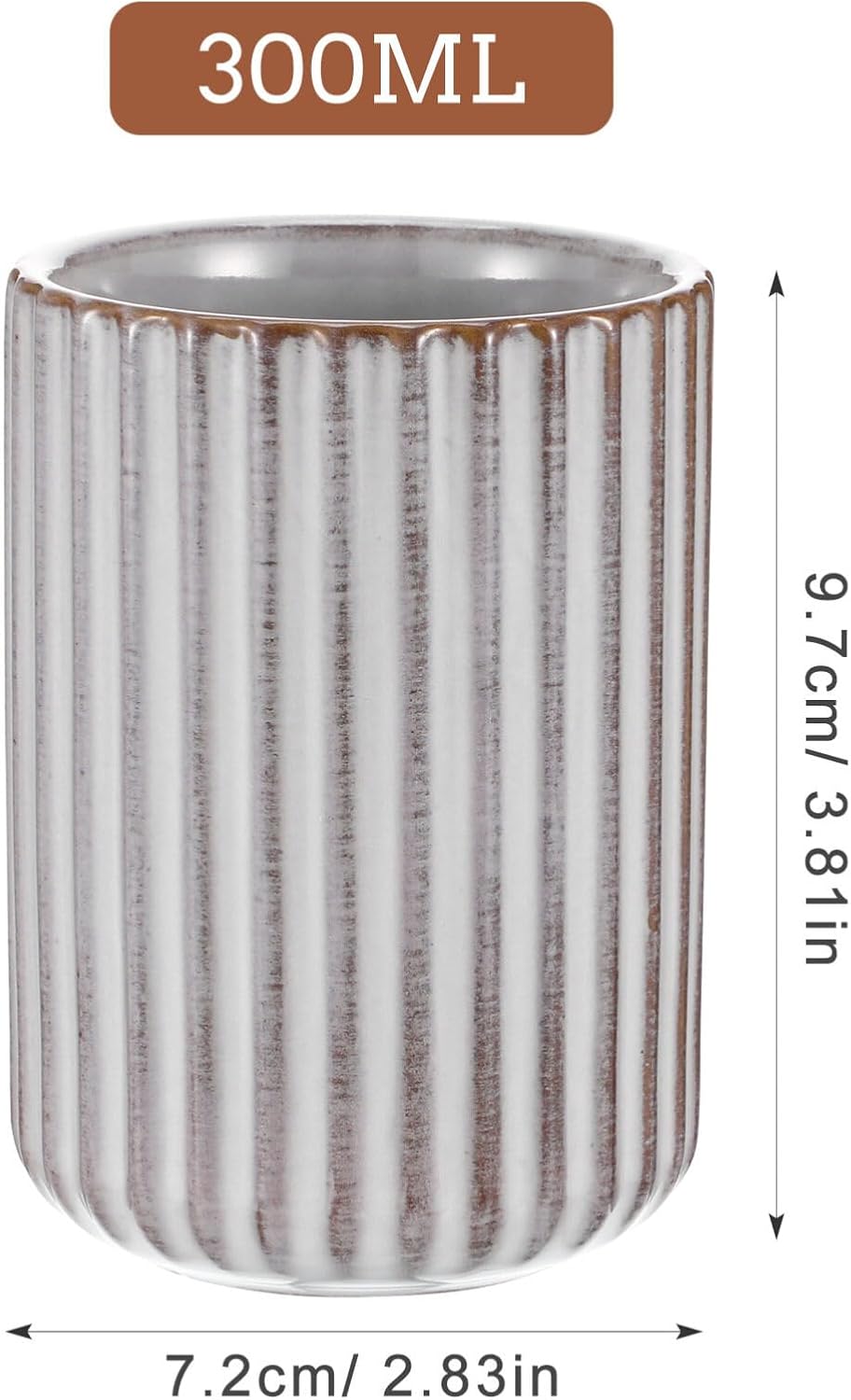 Vintage Milk Cup Retro Striped Water Mug Ceramic Tumbler No Handle Beverage Cup for Tea Coffee Milk Office Use 3.81 X 2.83 X 2.83 in