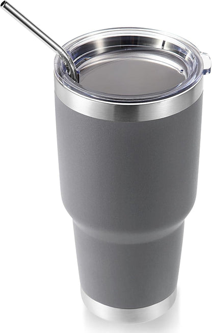 Volhoply 30oz Insulated Tumbler with Lid and Straw, Double Wall Inner & Outer 304 Stainless Steel Coffee Cup, Travel Mug Reusable Thermal Cup for Cold & Hot Drinks (Army Green)