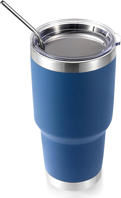 Volhoply 30oz Insulated Tumbler with Lid and Straw, Double Wall Inner & Outer 304 Stainless Steel Coffee Cup, Travel Mug Reusable Thermal Cup for Cold & Hot Drinks (Army Green)
