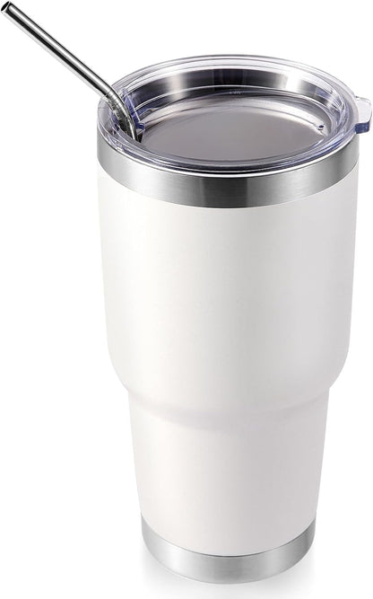 Volhoply 30oz Insulated Tumbler with Lid and Straw, Double Wall Inner & Outer 304 Stainless Steel Coffee Cup, Travel Mug Reusable Thermal Cup for Cold & Hot Drinks (Army Green)