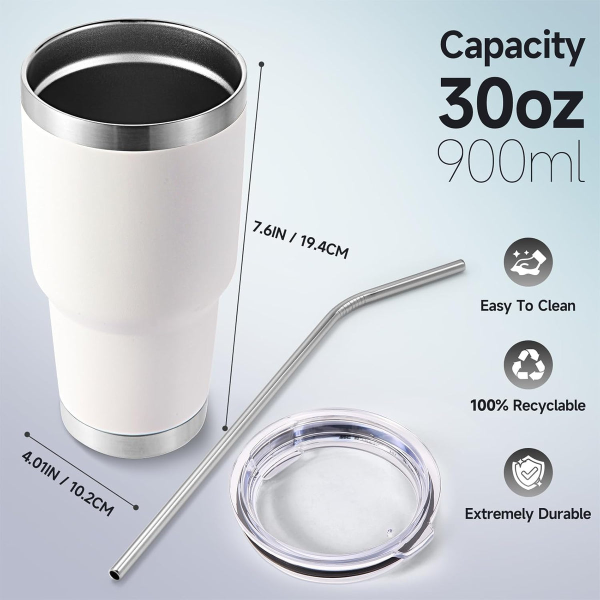 Volhoply 30oz Insulated Tumbler with Lid and Straw, Double Wall Inner & Outer 304 Stainless Steel Coffee Cup, Travel Mug Reusable Thermal Cup for Cold & Hot Drinks (Army Green)