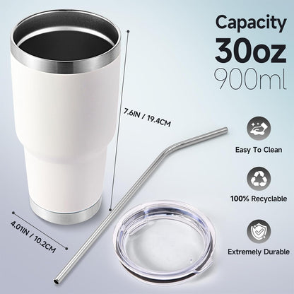 Volhoply 30oz Insulated Tumbler with Lid and Straw, Double Wall Inner & Outer 304 Stainless Steel Coffee Cup, Travel Mug Reusable Thermal Cup for Cold & Hot Drinks (Army Green)