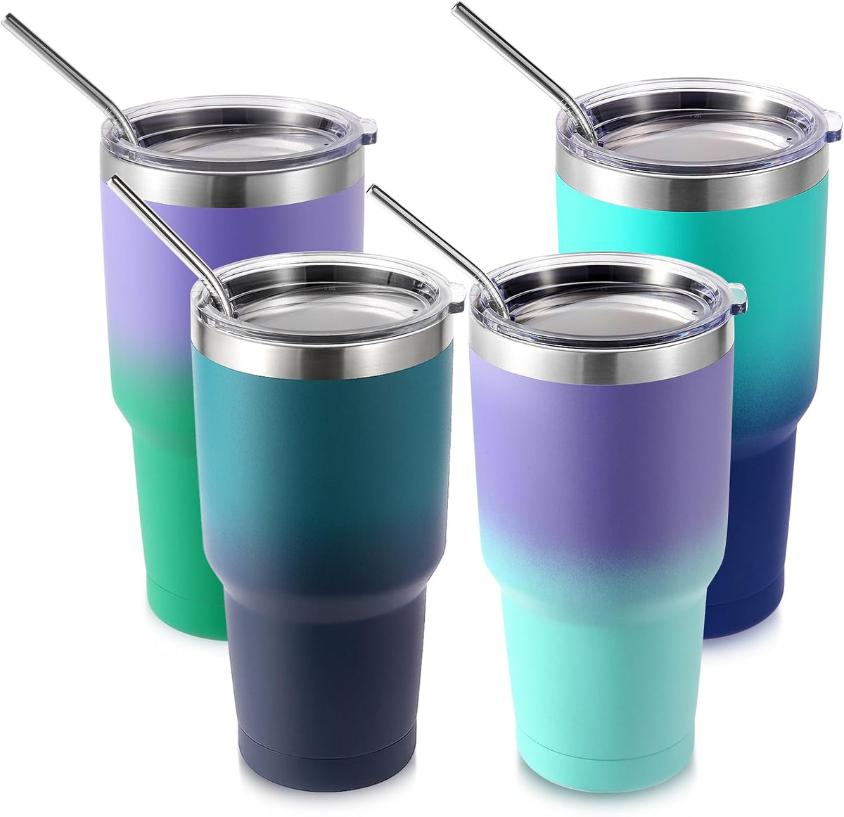 Volhoply 30oz Insulated Tumbler with Lid and Straw, Double Wall Inner & Outer 304 Stainless Steel Coffee Cup, Travel Mug Reusable Thermal Cup for Cold & Hot Drinks (Army Green)