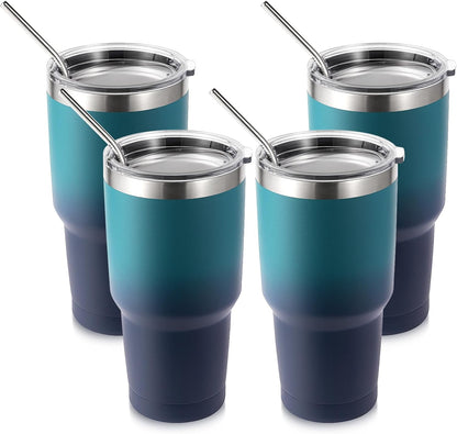 Volhoply 30oz Insulated Tumbler with Lid and Straw, Double Wall Inner & Outer 304 Stainless Steel Coffee Cup, Travel Mug Reusable Thermal Cup for Cold & Hot Drinks (Army Green)