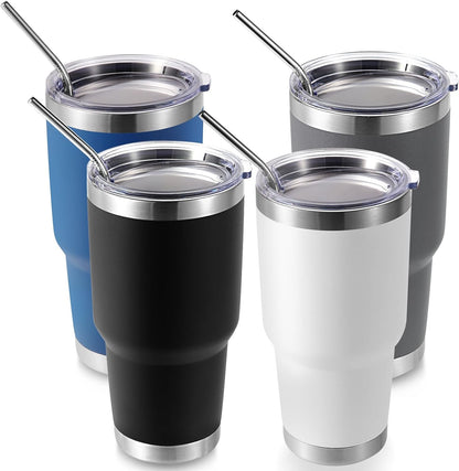 Volhoply 30oz Insulated Tumbler with Lid and Straw, Double Wall Inner & Outer 304 Stainless Steel Coffee Cup, Travel Mug Reusable Thermal Cup for Cold & Hot Drinks (Army Green)