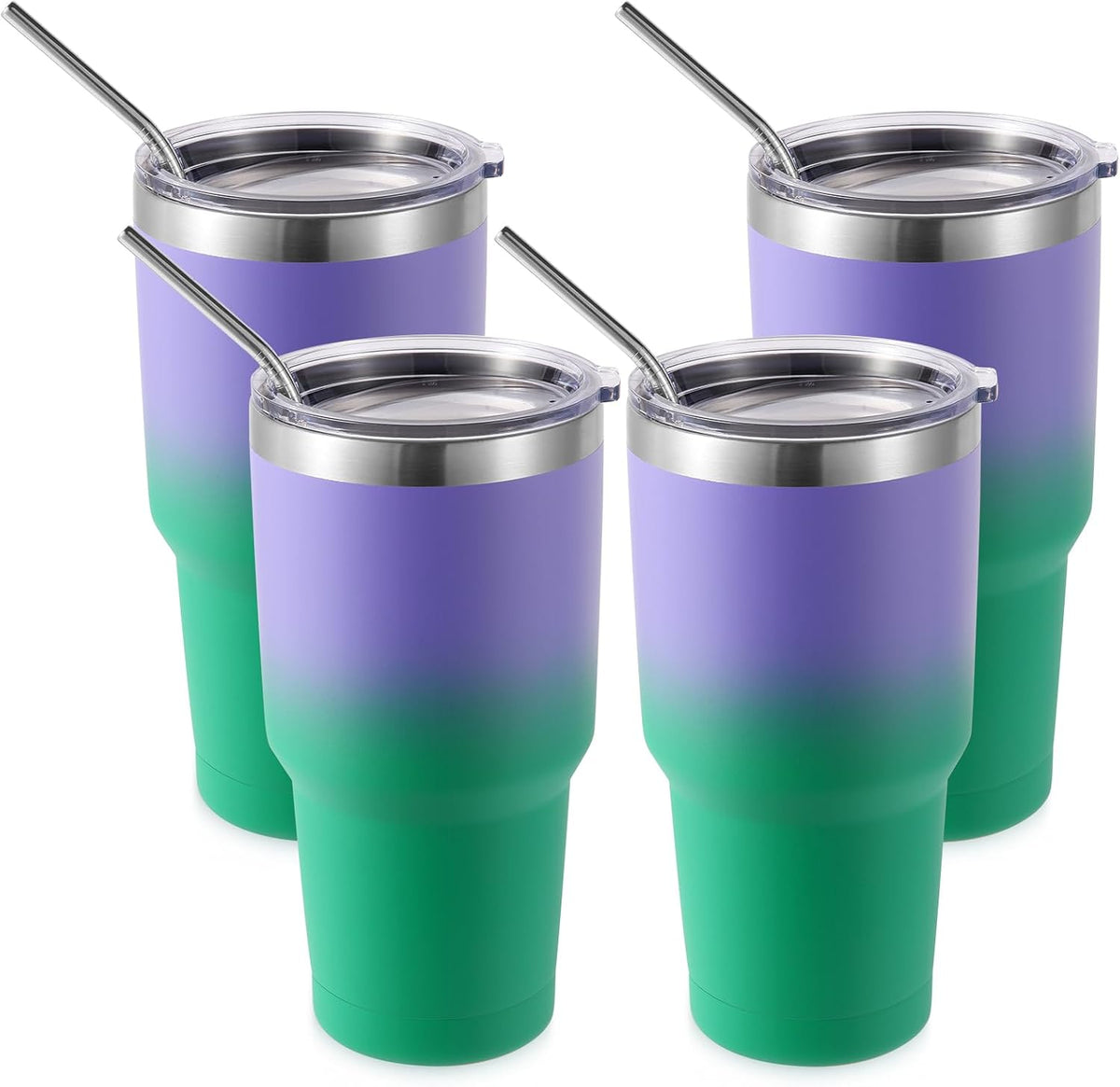 Volhoply 30oz Insulated Tumbler with Lid and Straw, Double Wall Inner & Outer 304 Stainless Steel Coffee Cup, Travel Mug Reusable Thermal Cup for Cold & Hot Drinks (Army Green)