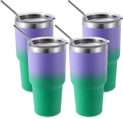 Volhoply 30oz Insulated Tumbler with Lid and Straw, Double Wall Inner & Outer 304 Stainless Steel Coffee Cup, Travel Mug Reusable Thermal Cup for Cold & Hot Drinks (Army Green)