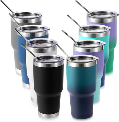 Volhoply 30oz Insulated Tumbler with Lid and Straw, Double Wall Inner & Outer 304 Stainless Steel Coffee Cup, Travel Mug Reusable Thermal Cup for Cold & Hot Drinks (Army Green)