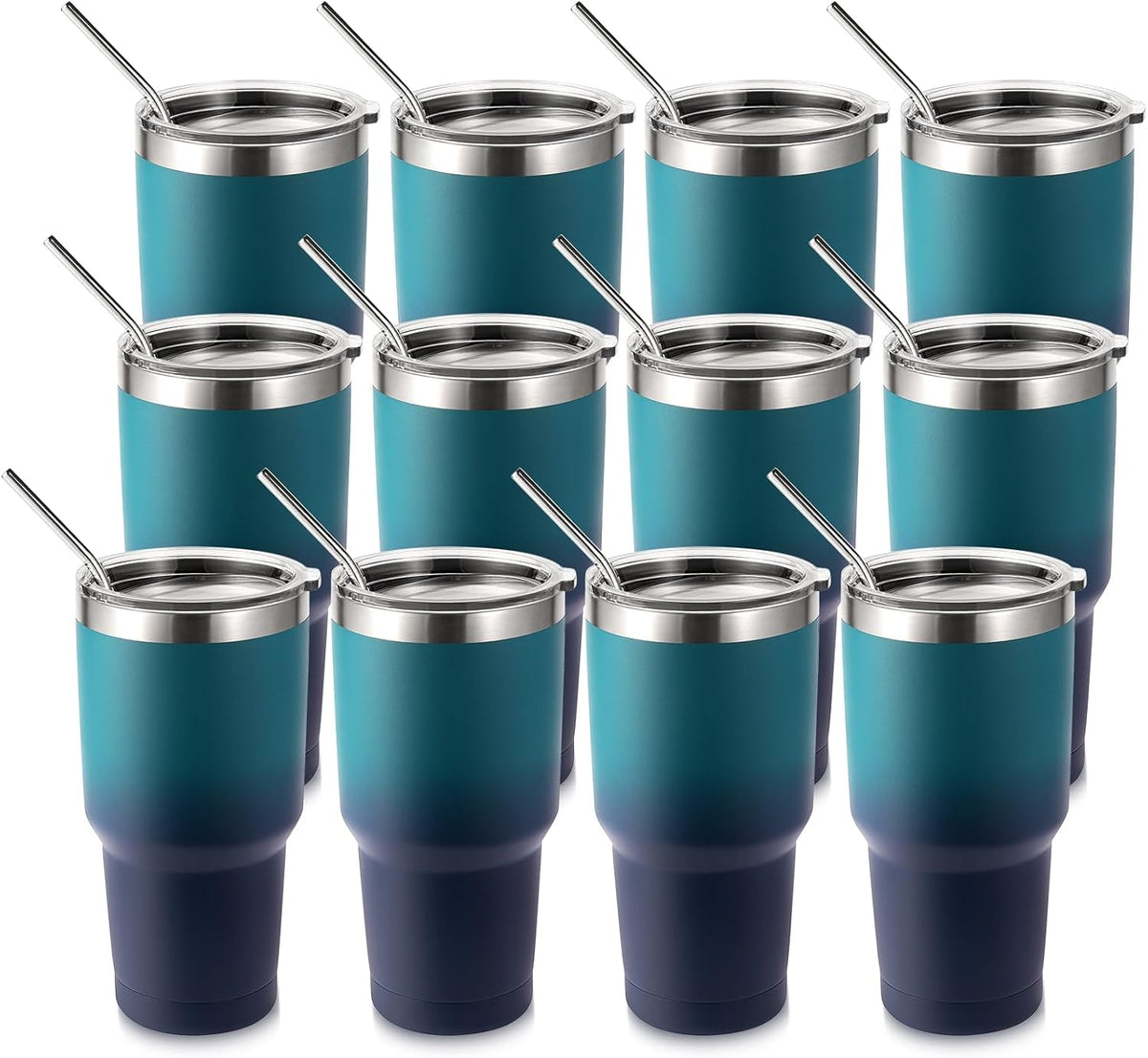 Volhoply 30oz Insulated Tumbler with Lid and Straw, Double Wall Inner & Outer 304 Stainless Steel Coffee Cup, Travel Mug Reusable Thermal Cup for Cold & Hot Drinks (Army Green)
