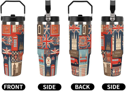 30oz Insulated Tumbler with Straw Leak-proof Car Cup Gifts for Women Men