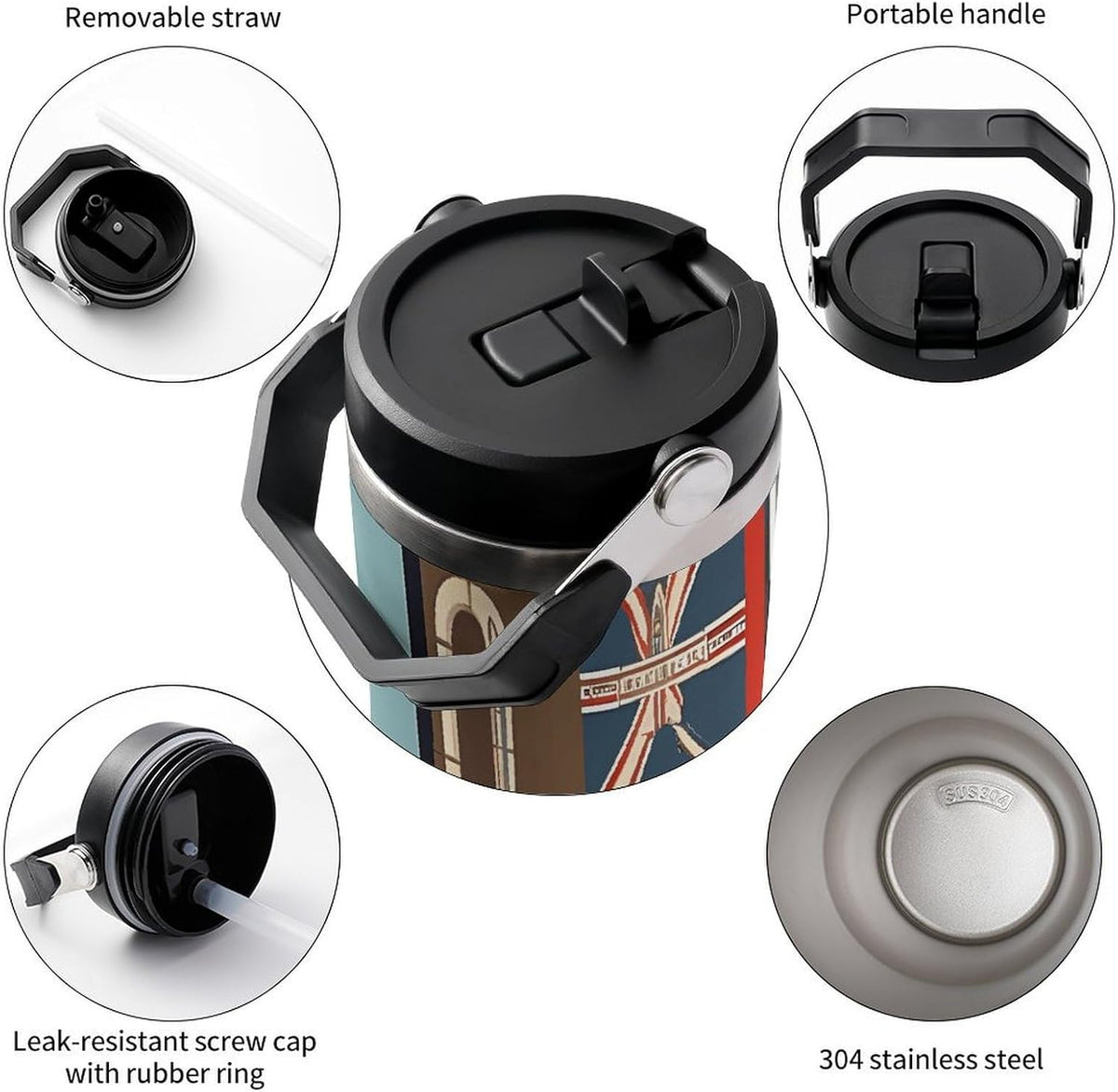30oz Insulated Tumbler with Straw Leak-proof Car Cup Gifts for Women Men