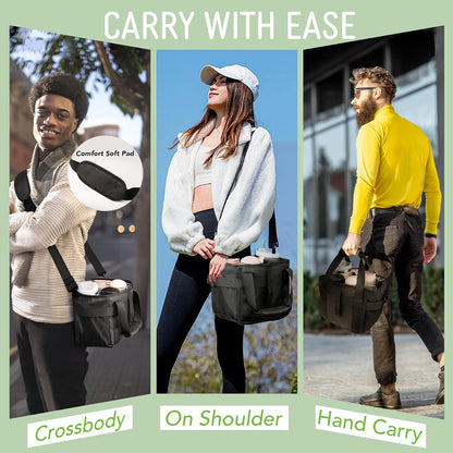Reusable Drink Carrier With Handle,4 Cup Water Bottle Holder With Strap & Adjustable Dividers,Upgraded Portable Foldable Water Bottle Bag With Dual Elastic Straps, Leak-Proof,Coffee Cup Holder