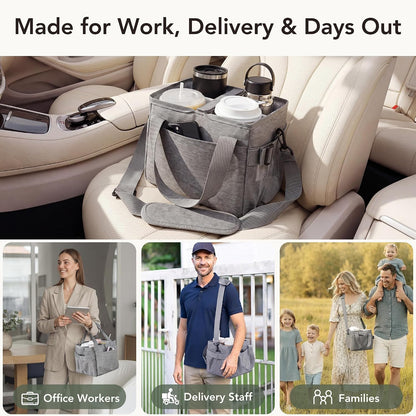 Reusable Drink Carrier With Handle,4 Cup Water Bottle Holder With Strap & Adjustable Dividers,Upgraded Portable Foldable Water Bottle Bag With Dual Elastic Straps, Leak-Proof,Coffee Cup Holder