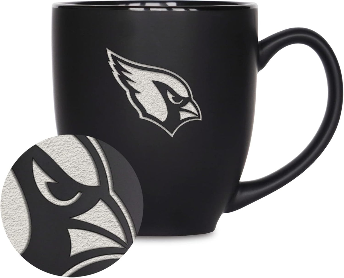 NFL Football 15oz Matte Black Bistro Mug - For Hot or Cold Drinks - Team Logo Etched For Unique Feel