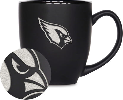 NFL Football 15oz Matte Black Bistro Mug - For Hot or Cold Drinks - Team Logo Etched For Unique Feel