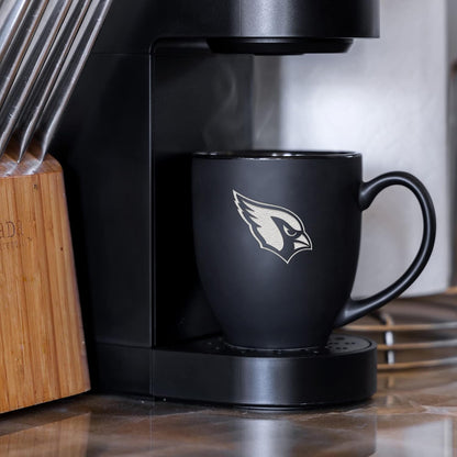 NFL Football 15oz Matte Black Bistro Mug - For Hot or Cold Drinks - Team Logo Etched For Unique Feel