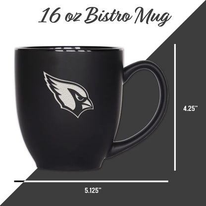 NFL Football 15oz Matte Black Bistro Mug - For Hot or Cold Drinks - Team Logo Etched For Unique Feel