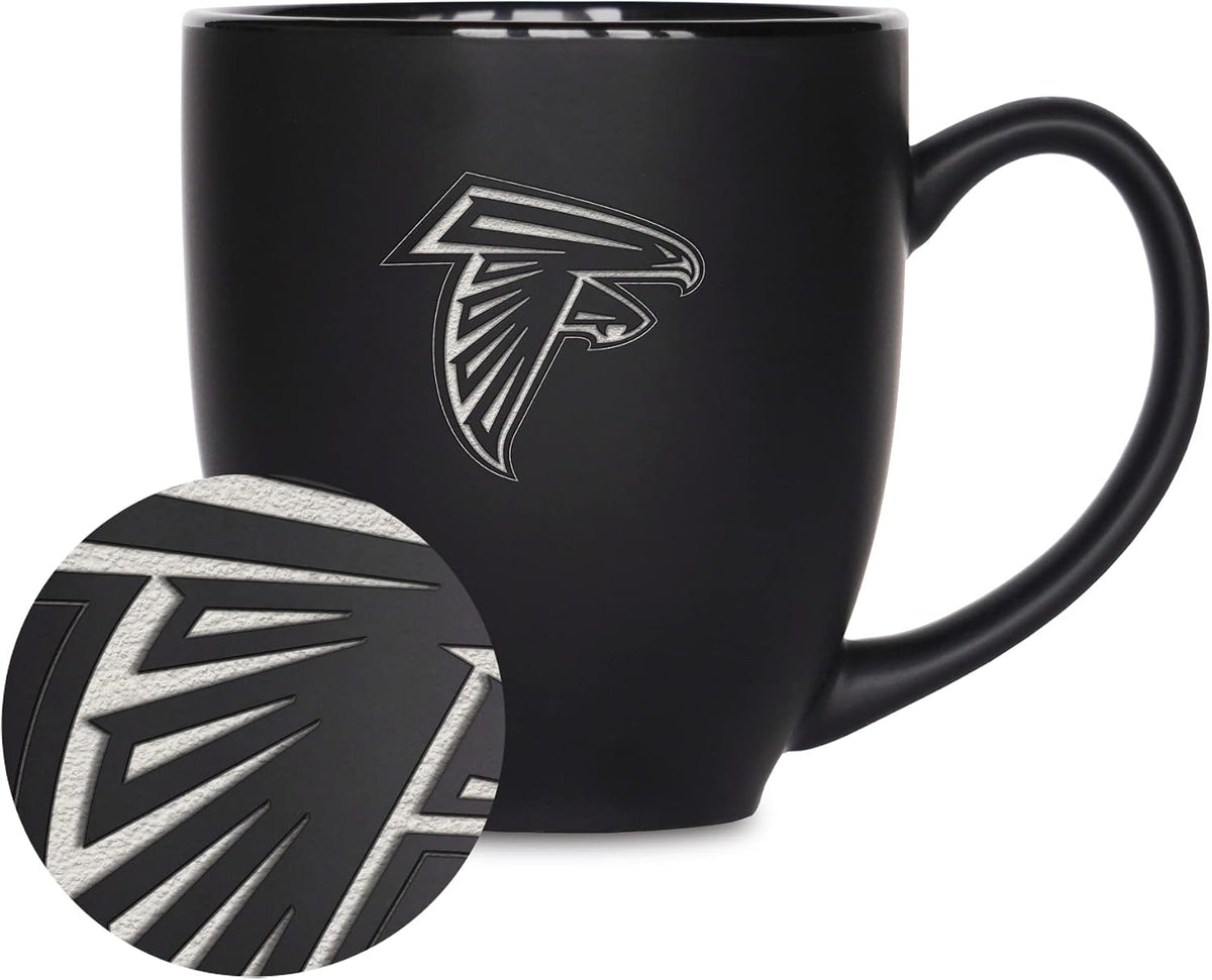 NFL Football 15oz Matte Black Bistro Mug - For Hot or Cold Drinks - Team Logo Etched For Unique Feel