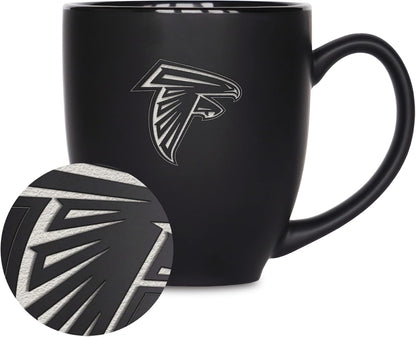 NFL Football 15oz Matte Black Bistro Mug - For Hot or Cold Drinks - Team Logo Etched For Unique Feel