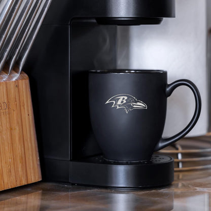 NFL Football 15oz Matte Black Bistro Mug - For Hot or Cold Drinks - Team Logo Etched For Unique Feel