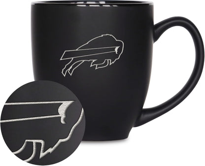 NFL Football 15oz Matte Black Bistro Mug - For Hot or Cold Drinks - Team Logo Etched For Unique Feel