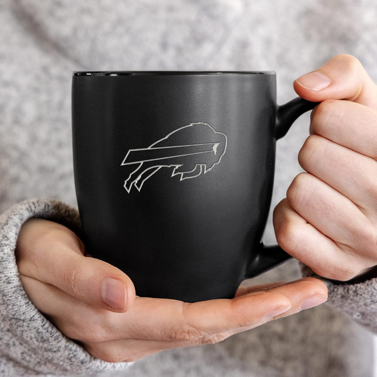 NFL Football 15oz Matte Black Bistro Mug - For Hot or Cold Drinks - Team Logo Etched For Unique Feel