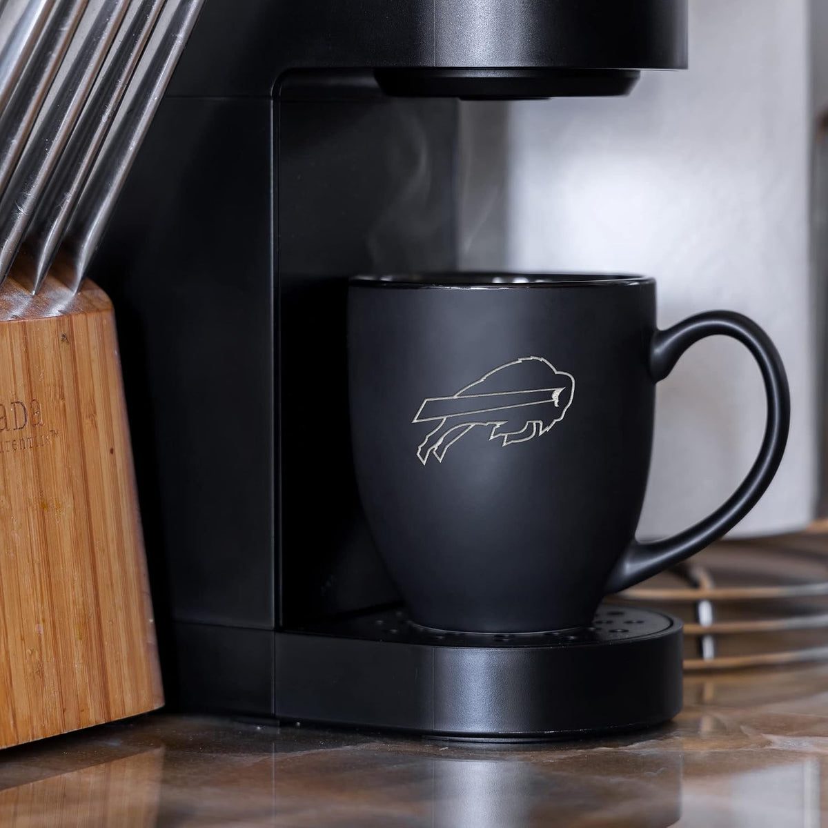 NFL Football 15oz Matte Black Bistro Mug - For Hot or Cold Drinks - Team Logo Etched For Unique Feel