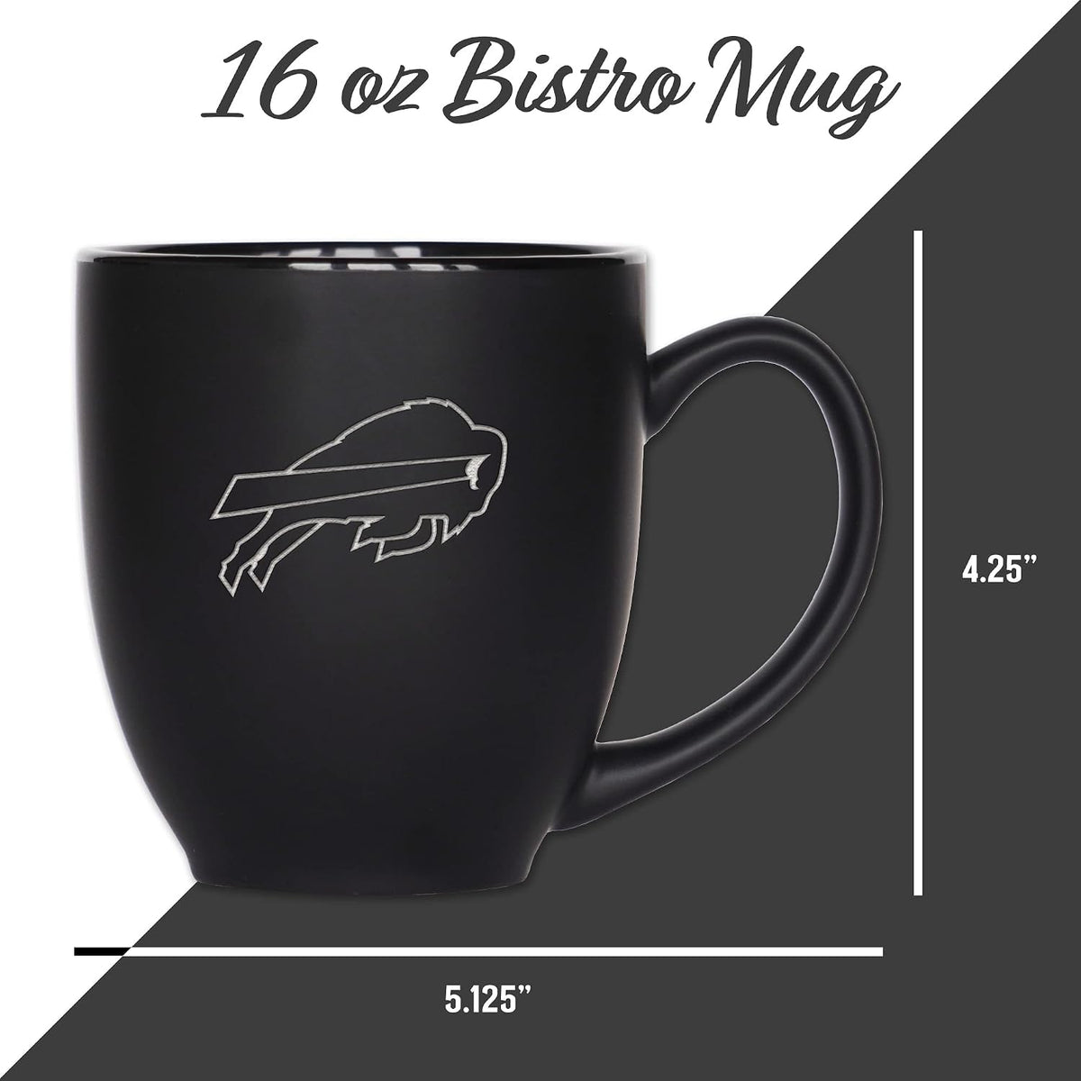 NFL Football 15oz Matte Black Bistro Mug - For Hot or Cold Drinks - Team Logo Etched For Unique Feel