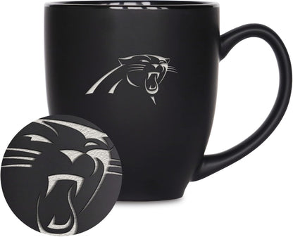 NFL Football 15oz Matte Black Bistro Mug - For Hot or Cold Drinks - Team Logo Etched For Unique Feel