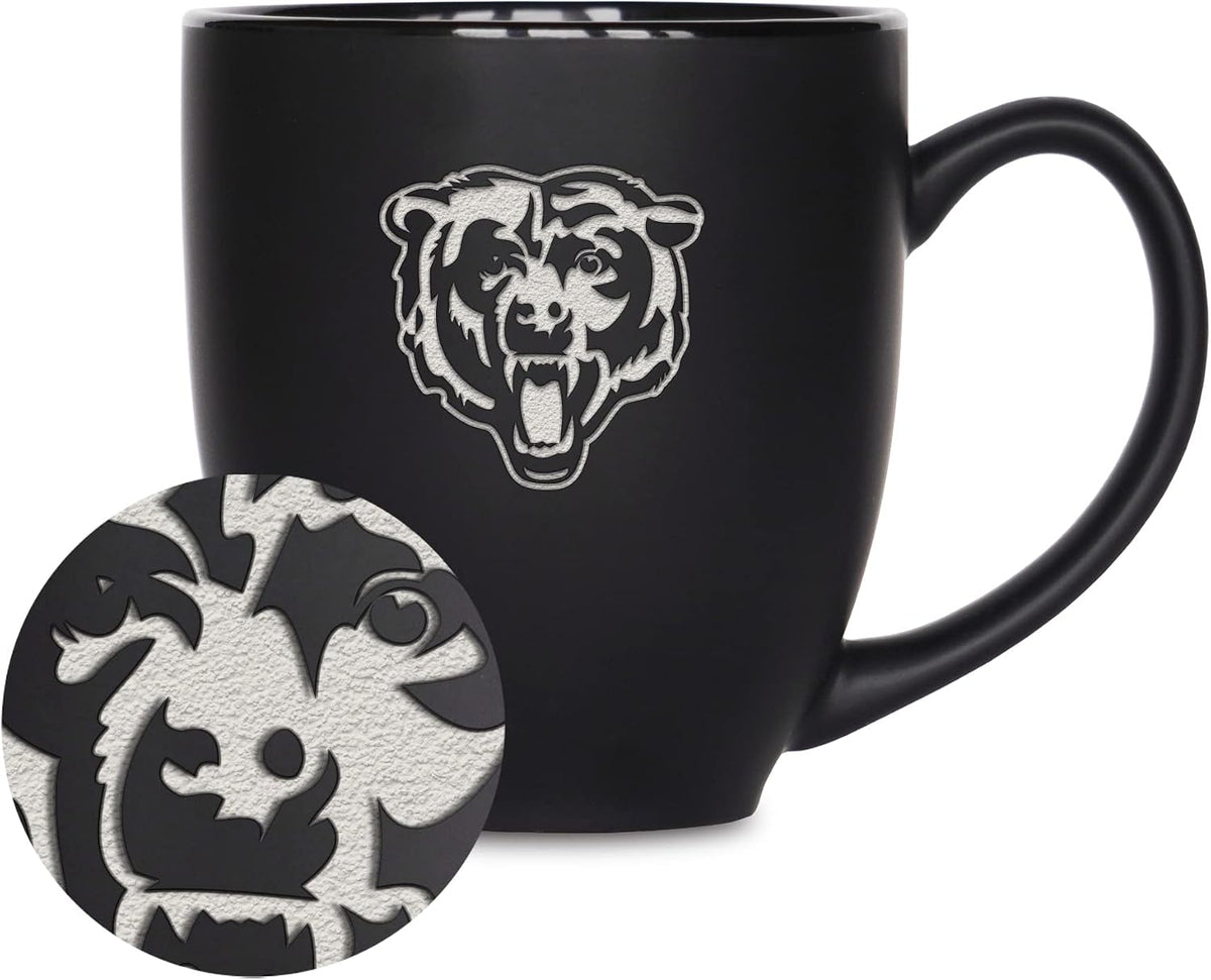 NFL Football 15oz Matte Black Bistro Mug - For Hot or Cold Drinks - Team Logo Etched For Unique Feel