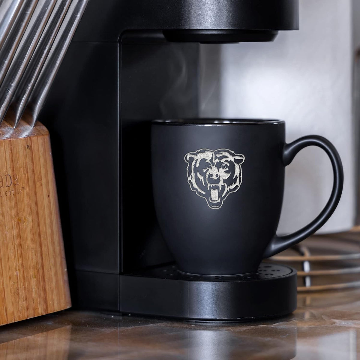NFL Football 15oz Matte Black Bistro Mug - For Hot or Cold Drinks - Team Logo Etched For Unique Feel