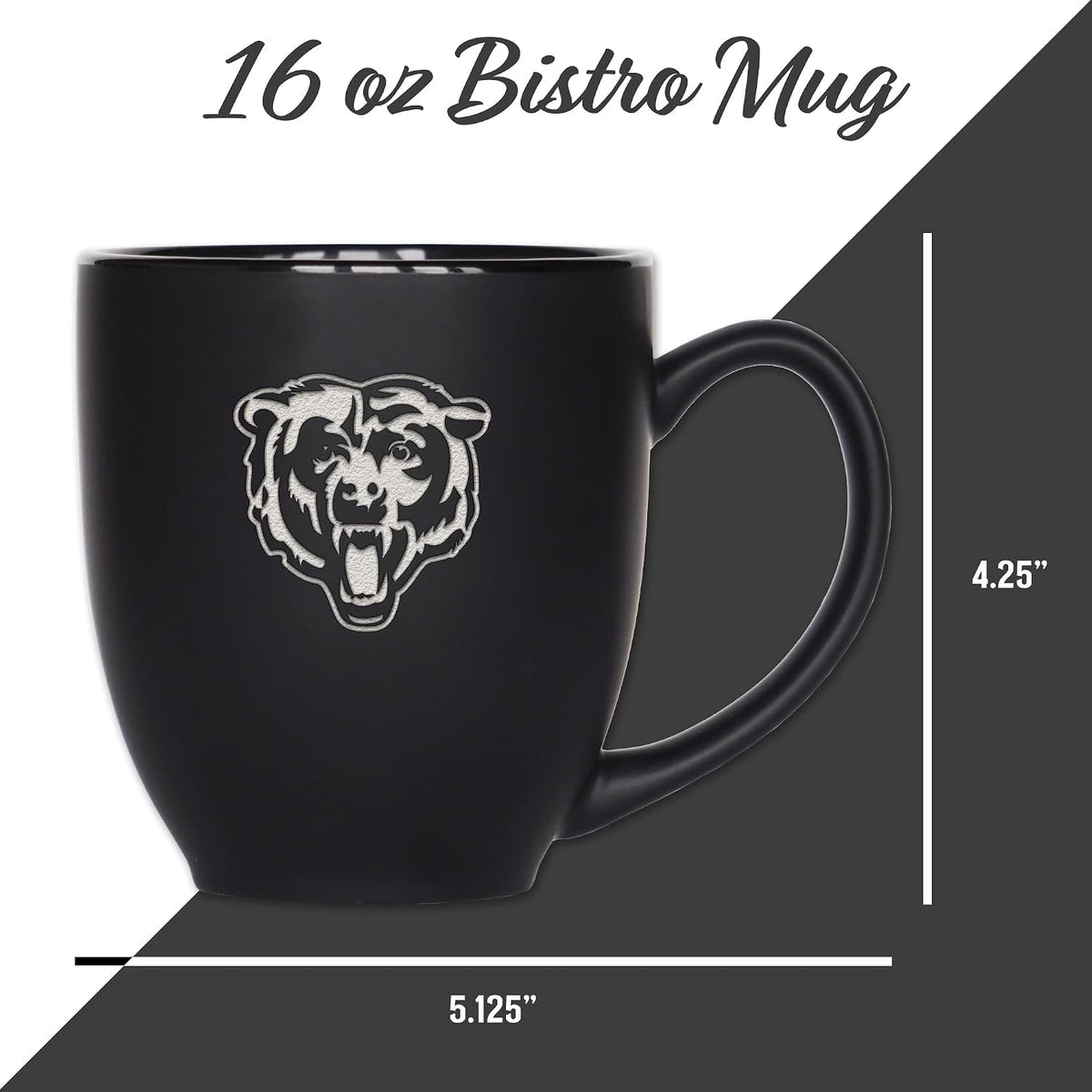 NFL Football 15oz Matte Black Bistro Mug - For Hot or Cold Drinks - Team Logo Etched For Unique Feel