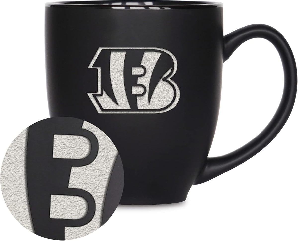 NFL Football 15oz Matte Black Bistro Mug - For Hot or Cold Drinks - Team Logo Etched For Unique Feel