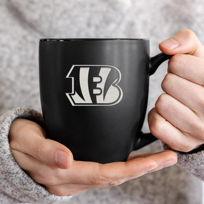 NFL Football 15oz Matte Black Bistro Mug - For Hot or Cold Drinks - Team Logo Etched For Unique Feel