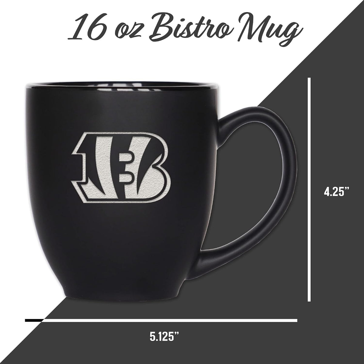 NFL Football 15oz Matte Black Bistro Mug - For Hot or Cold Drinks - Team Logo Etched For Unique Feel