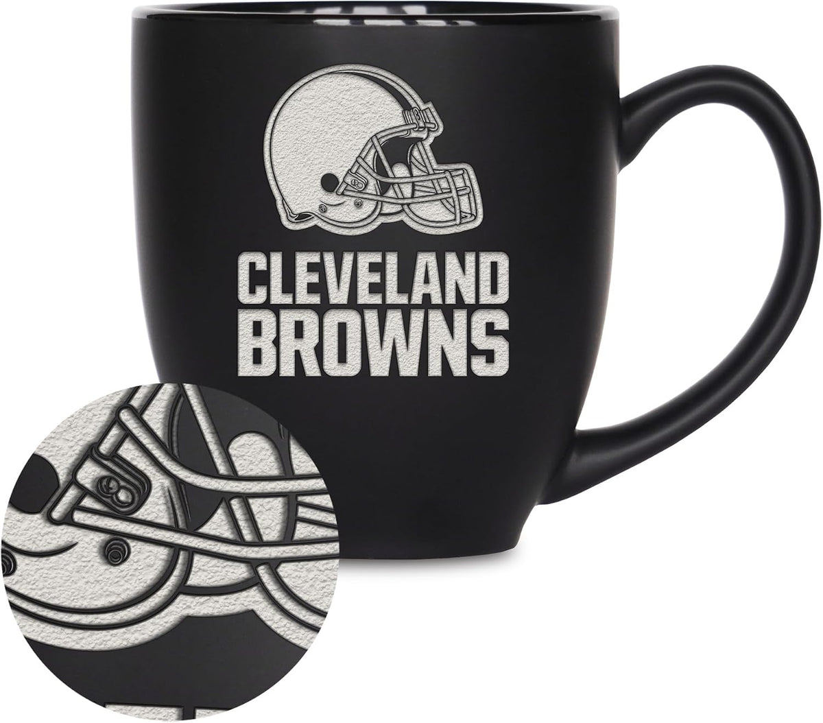 NFL Football 15oz Matte Black Bistro Mug - For Hot or Cold Drinks - Team Logo Etched For Unique Feel