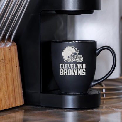 NFL Football 15oz Matte Black Bistro Mug - For Hot or Cold Drinks - Team Logo Etched For Unique Feel